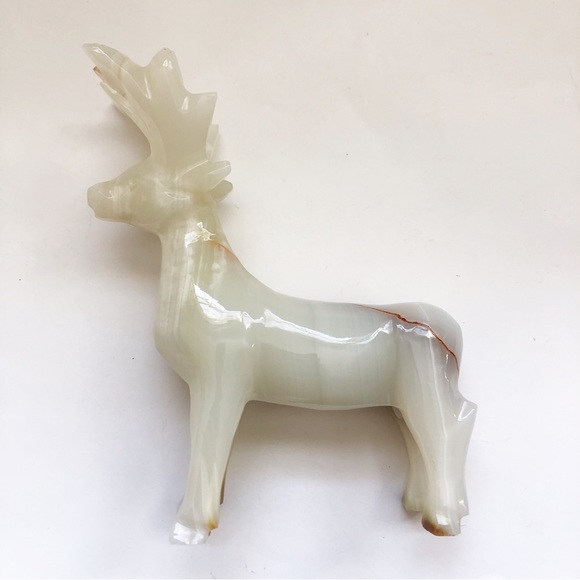 Vintage Handcarved Onyx Alabaster Reindeer Elk Moose Sculpture - Picture 5 of 9
